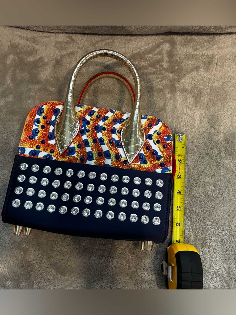 Christian Louboutin Multicolor Studded Mini Dome Satchel - Picture 6 of 9